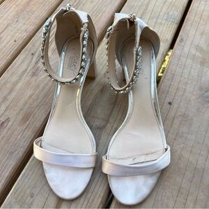 Jewel Badgley Mischka rhinestones ankle strap heels